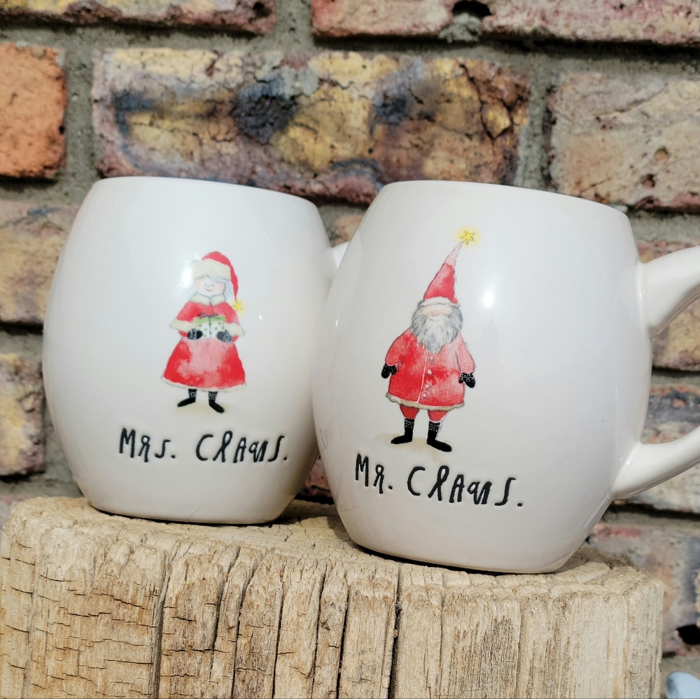 Rae Dunn Holiday Christmas Coffee Mugs Mr. & Mrs. Claus